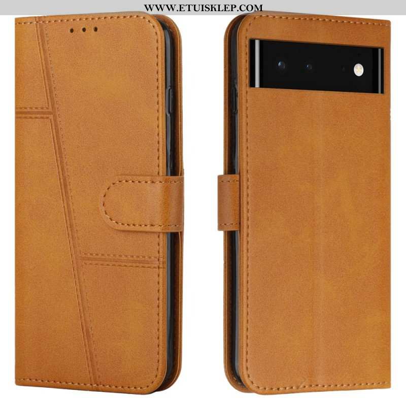 Etui Folio do Google Pixel 6 z Łańcuch Pasek Z Efektem Skóry Ekologicznej